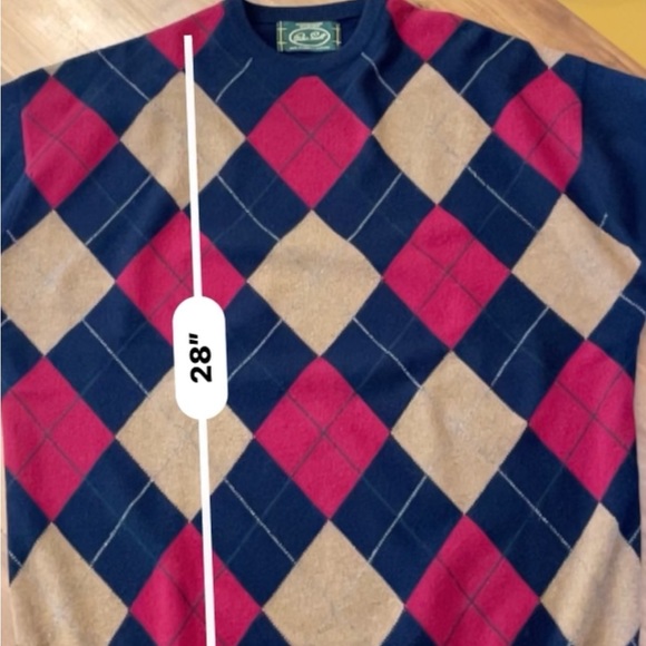 Peter Scott Wool Cashmere Men's Sweater Scotland Navy Red Argyle Size XL - Picture 3 of 5